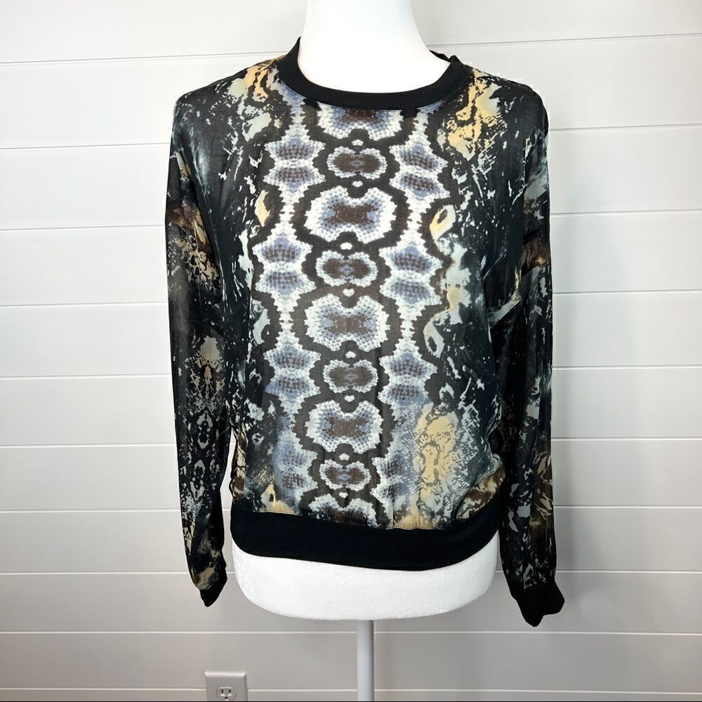 CAbi Snakeskin Python Dressed Up Sheer Top XS - Picture 4 of 6